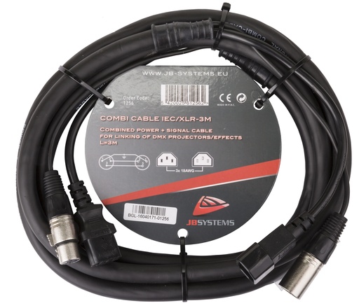 HILEC - COMBI CABLE IEC/XLR 3M - Power IEC + 3pin DMX cable 3m