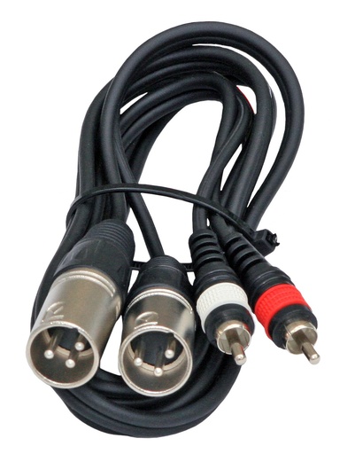HILEC - 2-0445 - Assembled cable signal, 2x RCA + 3pin XLR m, 1.5m