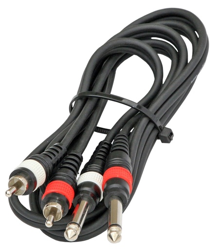 HILEC - 2-0435 - Assembled cable signal, 2x RCA + mono Jack, 3m