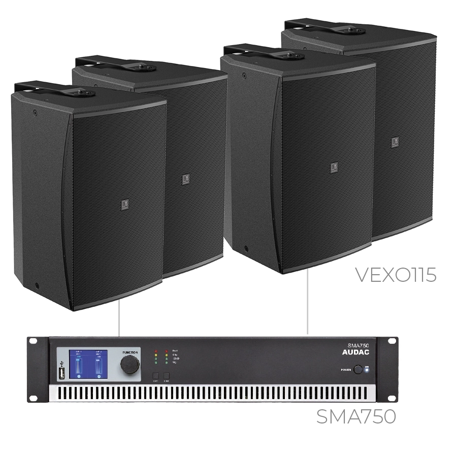 AUDAC - FORTE15.4V/B - 4 x VEXO115 + SMA750 - 4 x VEXO115/B + SMA750 - BLACK