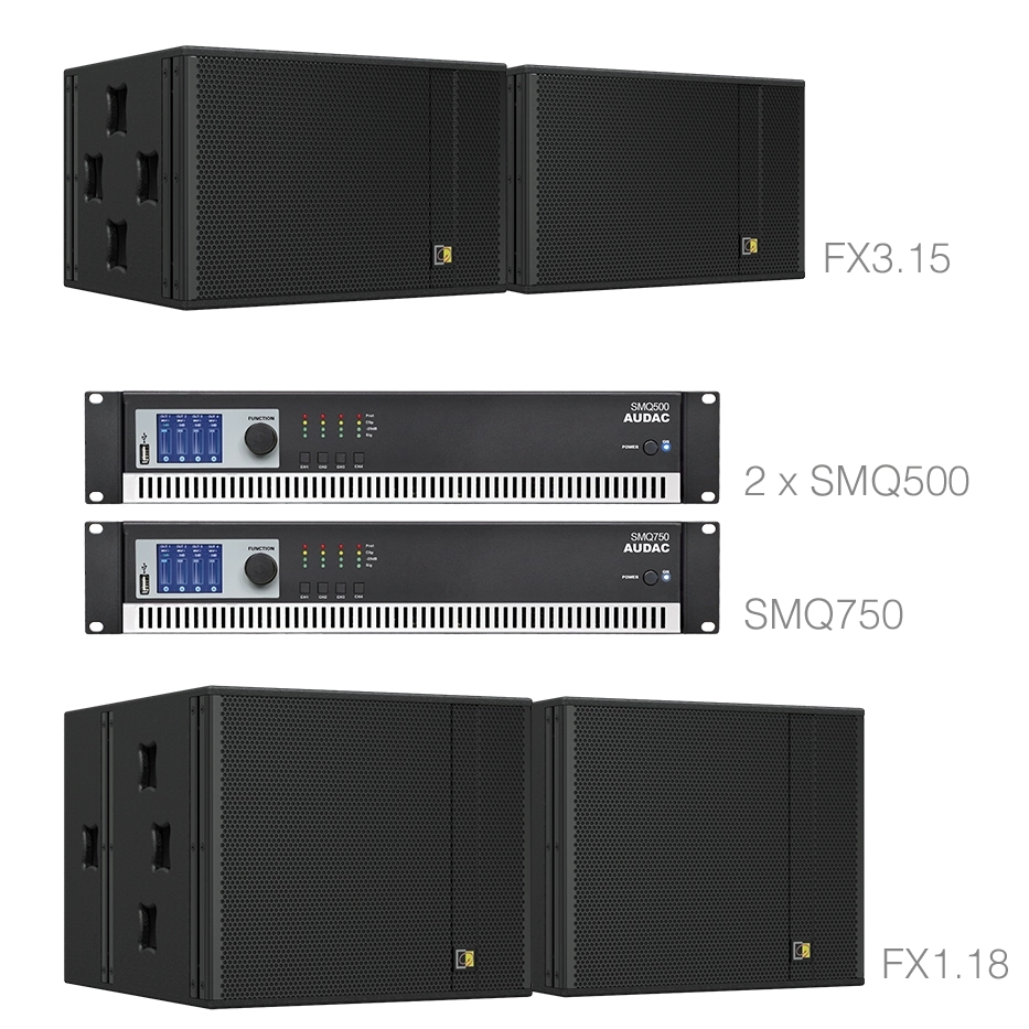 AUDAC - FORTE315.4/B - 2 x FX3.15 + 2 x FX1.18 + 2 X SMQ500 + 1 x SMQ750 - Black
