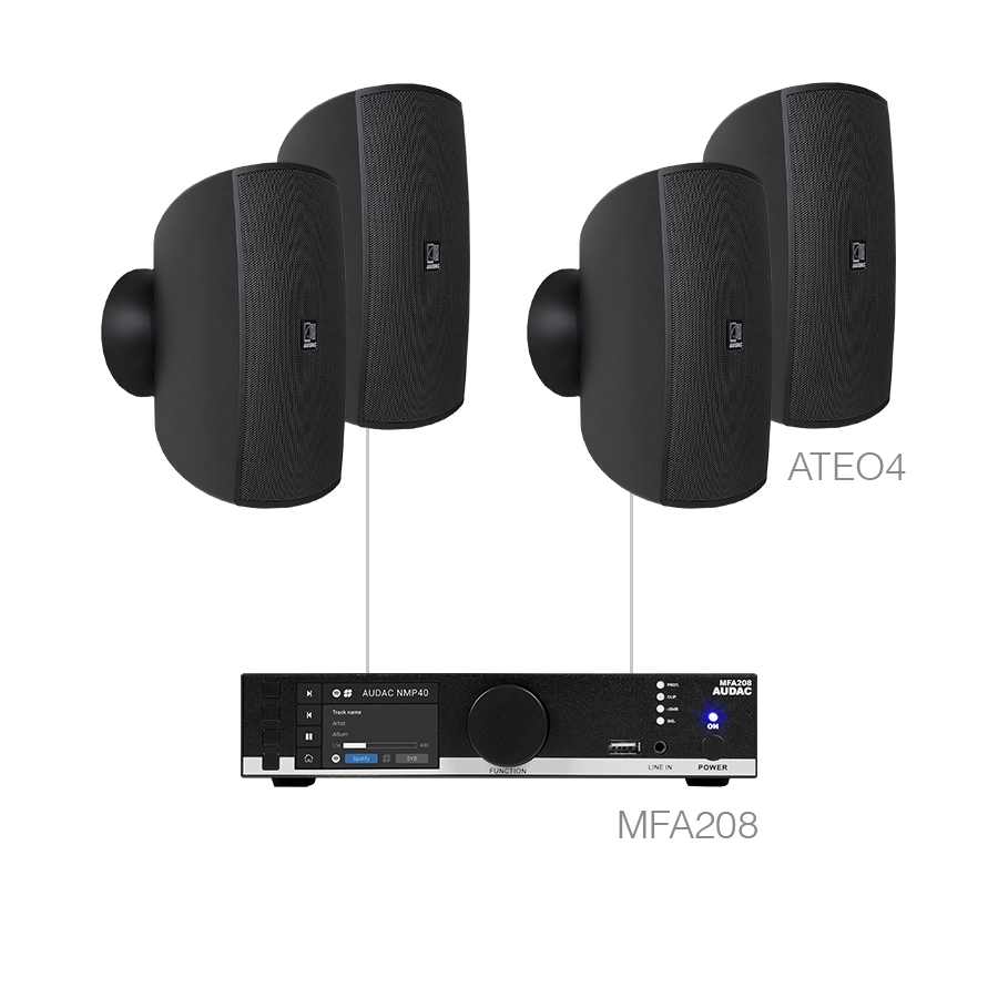 AUDAC - MENTO4.4/B - MFA208 + 4 x ATEO4 - Black version