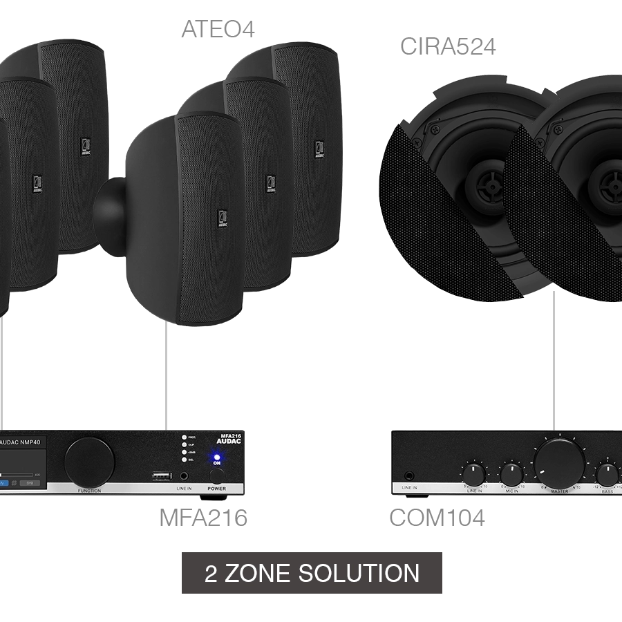 AUDAC - MENTO4.8Z/B - MFA216 + COM104 + 6 x ATEO4 + 2 x CIRA524 - Black version