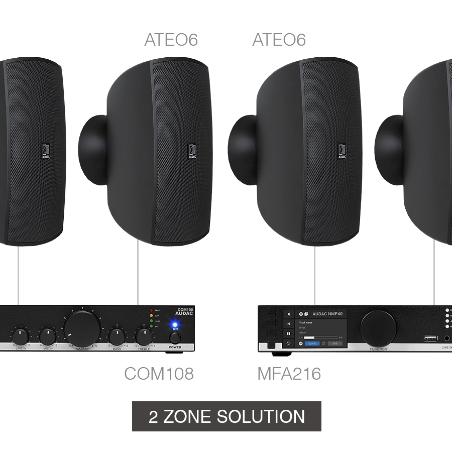 AUDAC - MENTO6.4Z/B - MFA216 + 4 x ATEO6 + COM108 - Black version