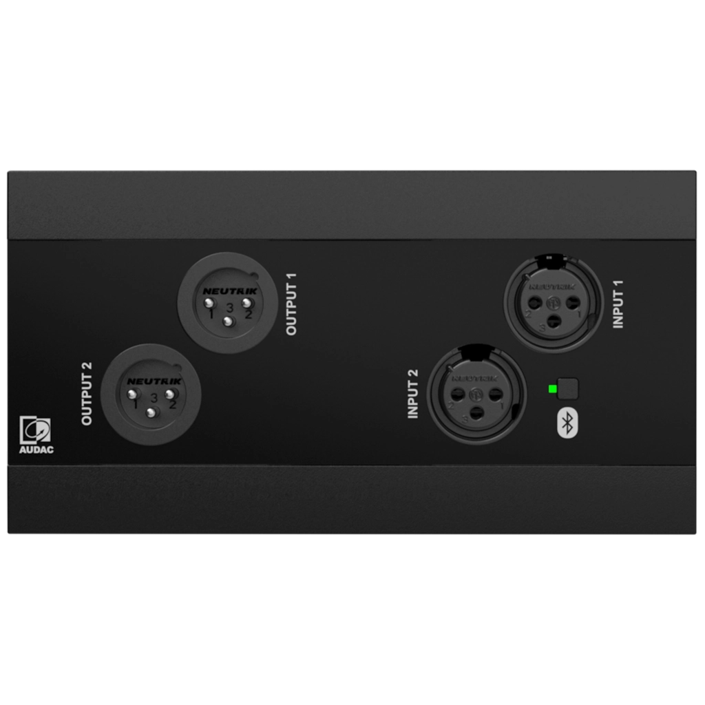 AUDAC - NWP222/B - Network in- & output panel - 2 x XLR in- & out + BT (4 x 2 CH) - Black version - EU-style standard